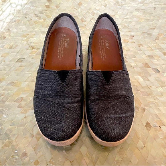 Toms Heathered Blue Slip Ons - Picture 3 of 8